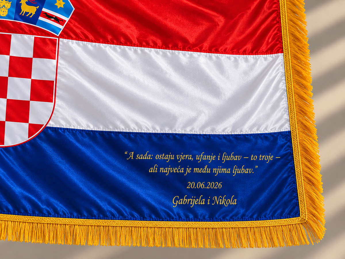 Kroatische Hochzeitsflagge mit oder ohne Wunschtext