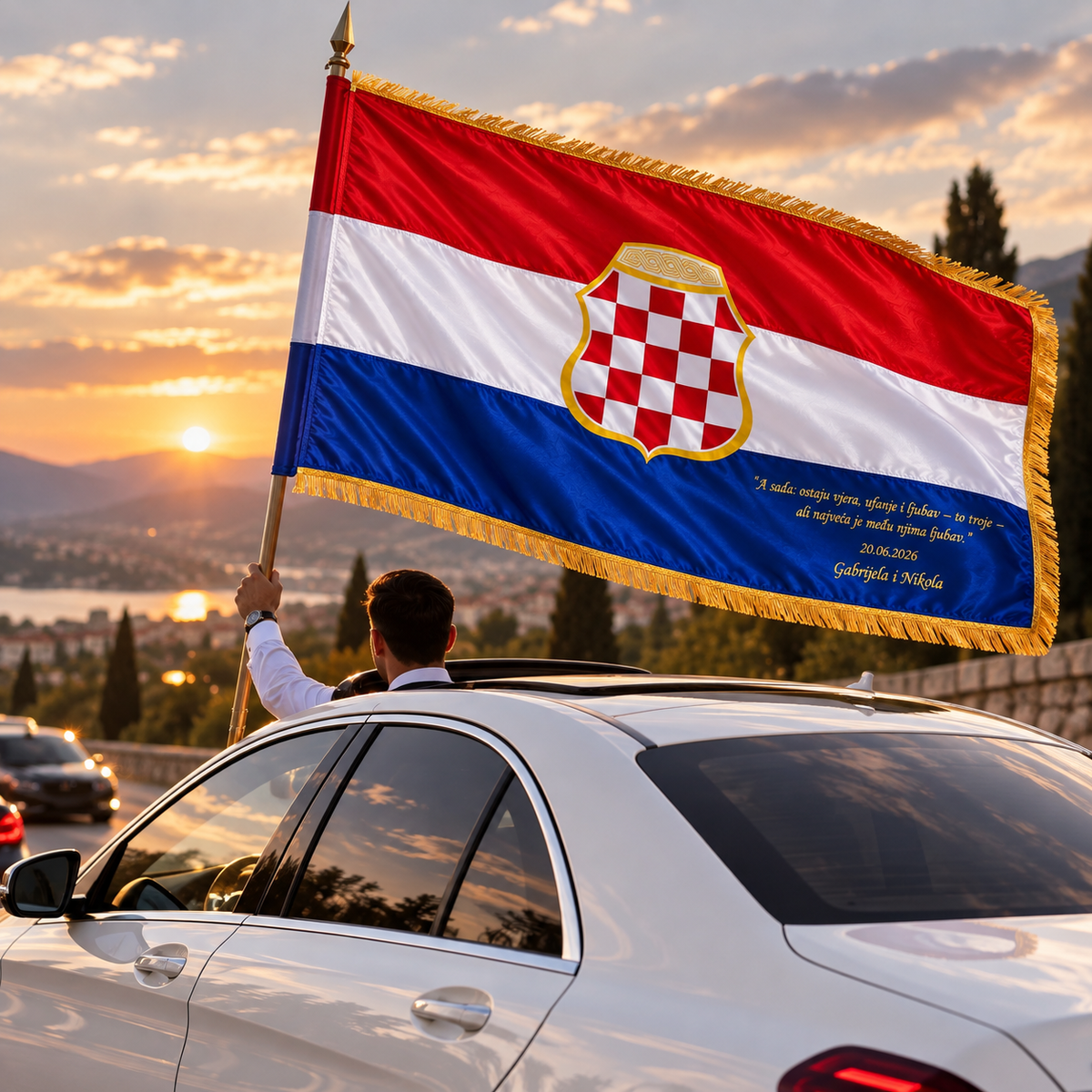 Herceg-Bosna Hochzeitsflagge mit oder ohne Wunschtext